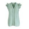 Groene Katoenen Blouse Emma g1roen trendy dames blousen v hals gehaakt deel rusches mouwloos kleding kopen bestellen-Photoroom