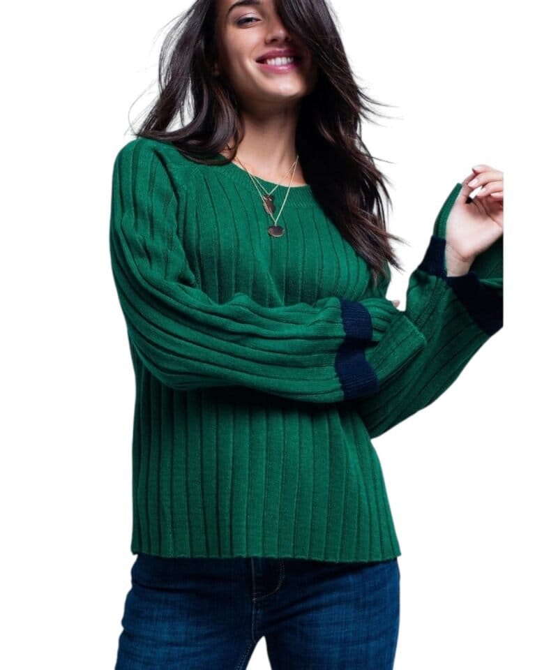 Groene-Trui-Billy-groen-groene-dames-truien-kabel-gebreid-met-wijde-mouwen-en-streep-fashion-sweaters-online-kopen-warme-truien-winter-Photoroom