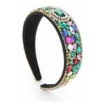 Haarband DIadeem-Royal Queen-Stones brede zwarte-haarbanden-dames-haarbanden-haarband-diademen-gekleurde stenen juwelen-strass-stenen-glanstenen-party-kopen-bestellen-