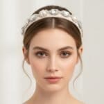 Haarband Diadeem Happy Velours beige wit off white creme haarbanden met grote stenen trendy fashion haar accessoires kopen