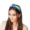 Haarband Diadeem Spring blauwe blauw kleurrijke multi print gekleurde haarbanden diademen dames haaraccessoires kopen bestellen model-Photoroom