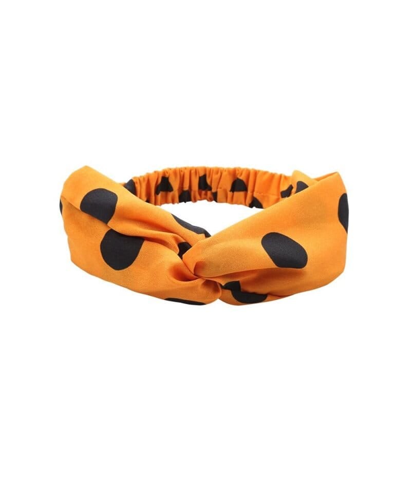 Haarband-Polka-Dots-oranje-zwarte-zwart-stippen-musthave-dames-haarbanden-haaraccessoires-kopen