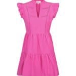 Jurk-Ruches-fuchsia-roze-dames-jurken-v-hals-ruches-op-de-arm-zomer-summer-dresses-korte-mouwen-kleding-fashion-yehwang-kopen-bestellen--Photoroom