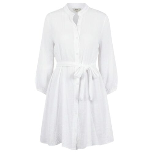 Jurk Summer Love witte-wit-zomer-katoenen-hemdjurk-leuke-lange-mouwen-katoenen-jurk-tailleband-fashion-kleding-dames-kopen-bestellen -Photoroom