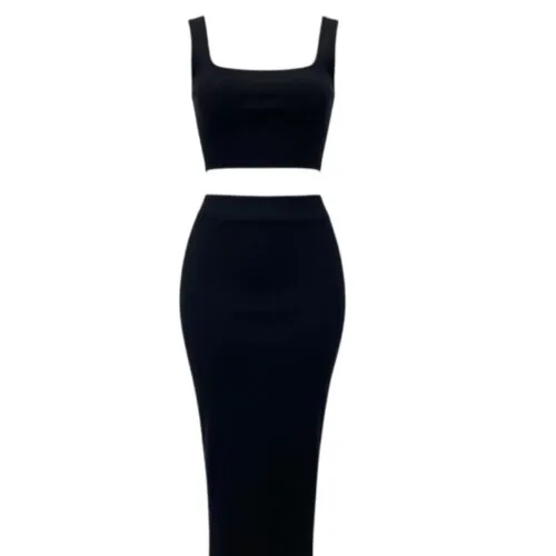 Kledingset Tanktop & Rok zwart zwarte trendy bijpassend topje rok dames kleding zomer kopen bestellen1-Photoroom