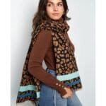 Leopard Sjaal Gekleurde Strepen camel zwarte Panter Sjaal met blauwe Strepen unieke sjaals kopen bestellen yehwang model