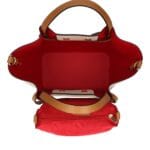 Leren Handtas Brenda beige met cognac hengsel en details rode voering extra binnentas bag in bag leder chic kantoortassen kopen detail