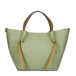 Leren Handtas Brenda matchagroen groene met cognac hengsel en details rode voering extra binnentas bag in bag leder chic kantoortassen kopen