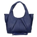 Leren Handtas Brigida jeansblauw blauw blauwe leer handtassen schoudertassen drievaks kopen bestellen chique achter