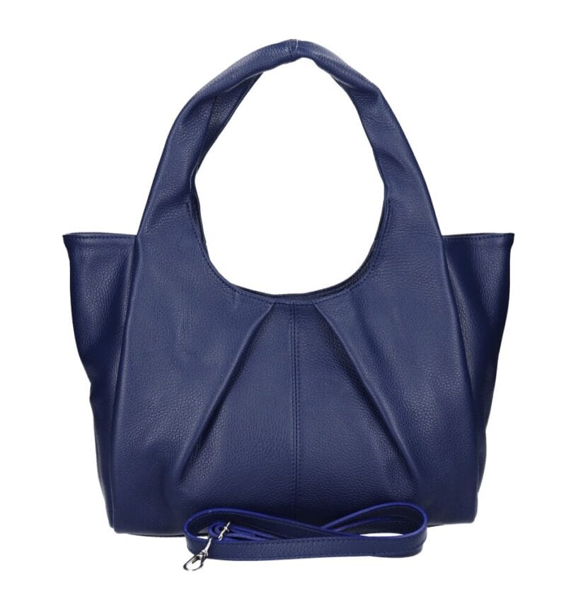 Leren Handtas Brigida jeansblauw blauw blauwe leer handtassen schoudertassen drievaks kopen bestellen chique achter