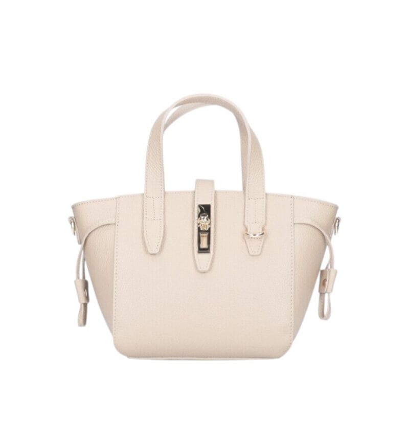 Leren Handtas Calista beige stevige kleine trendy leer schoudertassen goud beslag chique kopen bestellen-Photoroom