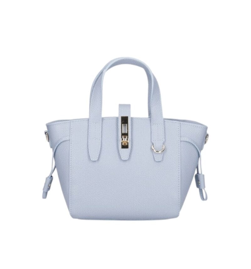 Leren Handtas Calista lichtblauw babyblauw blauwe stevige kleine trendy leer schoudertassen goud beslag chique kopen bestellen-Photoroom