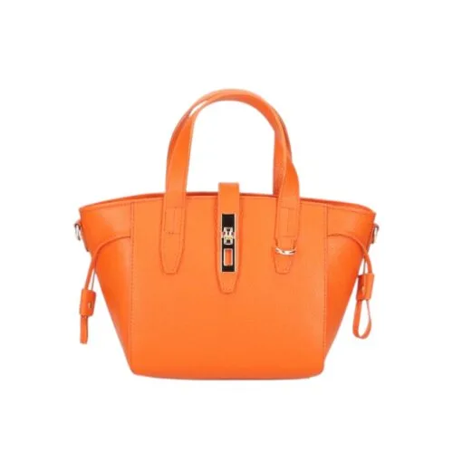 Leren Handtas Calista oranje orange stevige kleine trendy leer schoudertassen goud beslag chique kopen bestellen-Photoroom