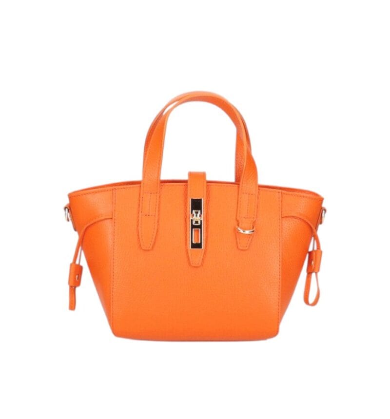 Leren Handtas Calista oranje orange stevige kleine trendy leer schoudertassen goud beslag chique kopen bestellen-Photoroom