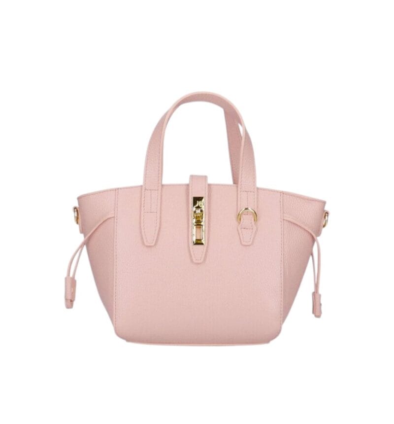 Leren Handtas Calista poederroze roze stevige kleine trendy leer schoudertassen goud beslag chique kopen bestellen-Photoroom