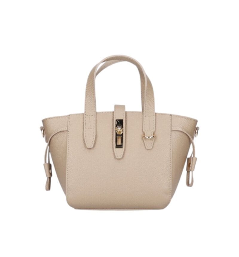 Leren Handtas Calista taupe stevige kleine trendy leer schoudertassen goud beslag chique kopen bestellen-Photoroom