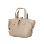 Leren Handtas Calista taupe stevige kleine trendy leer schoudertassen goud beslag chique kopen bestellen zij-Photoroom