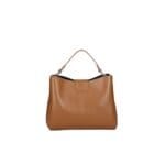 Leren Handtas Clelia donker cognac stevige chique leer handtassen schoudertassen zilver beslag dames tassen kopen bestellen