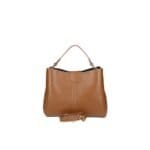Leren Handtas Clelia donker cognac stevige chique leer handtassen schoudertassen zilver beslag dames tassen kopen bestellen achterkant