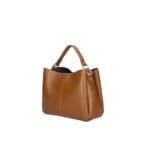 Leren Handtas Clelia donker cognac stevige chique leer handtassen schoudertassen zilver beslag dames tassen kopen bestellen zij