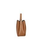 Leren Handtas Clelia donker cognac stevige chique leer handtassen schoudertassen zilver beslag dames tassen kopen bestellen zijkant