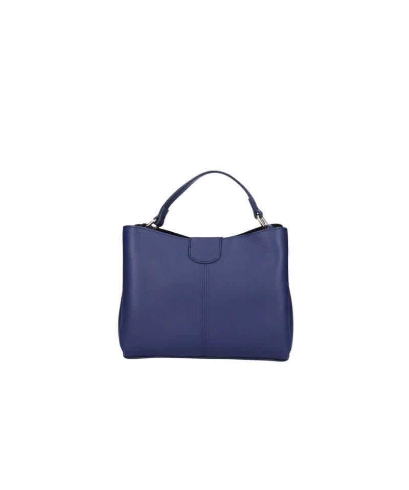 Leren Handtas Clelia jeansblauw blauwe stevige chique leer handtassen schoudertassen zilver beslag dames tassen kopen bestellen