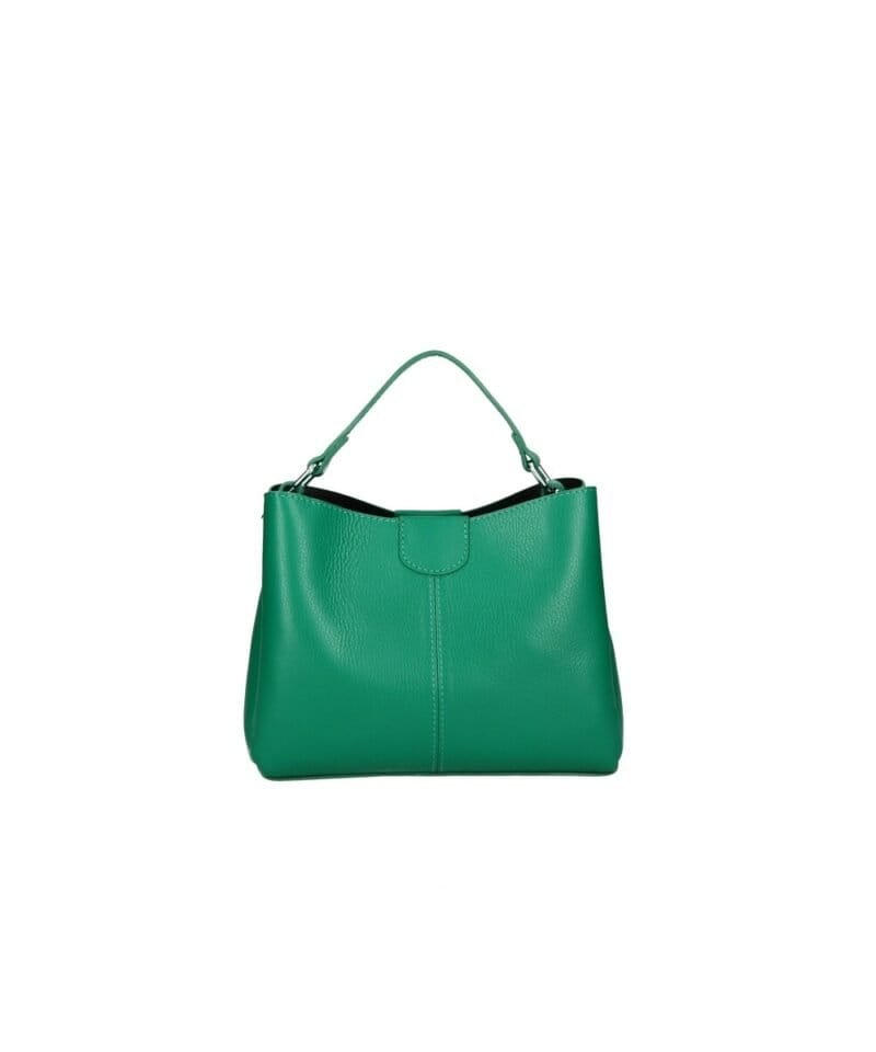 Leren Handtas Clelia petrol petroliumgreen groen stevige chique leer handtassen schoudertassen zilver beslag dames tassen kopen bestellen