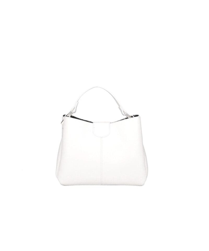 Leren Handtas Clelia wit witte stevige chique leer handtassen schoudertassen zilver beslag dames tassen kopen bestellen