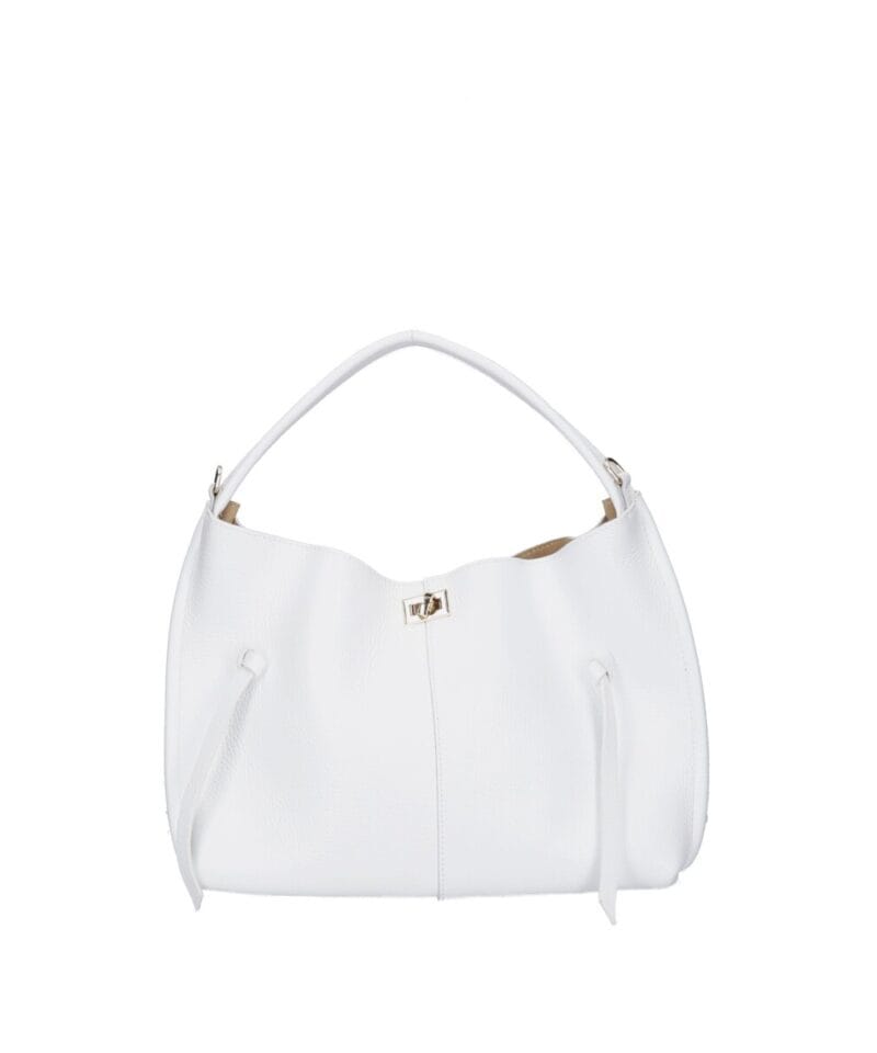 Leren Handtas Flora wit witte leer handrtassen gouden draaislot chique dames tassen kopen