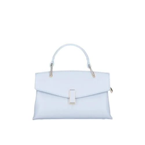 Leren Handtas Fulvia lichtblauw blauwe babyblauw kleine leren handtas flap goud beslag lang hengsel dames italiaans chique-Photoroom