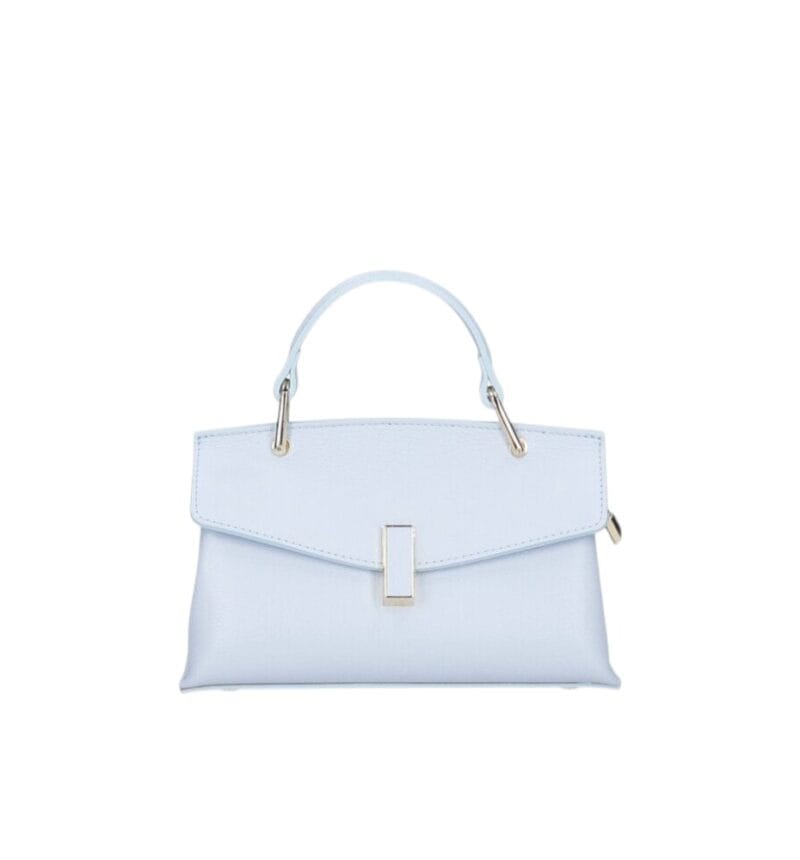 Leren Handtas Fulvia lichtblauw blauwe babyblauw kleine leren handtas flap goud beslag lang hengsel dames italiaans chique-Photoroom