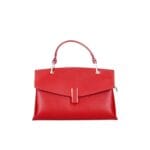 Leren Handtas Fulvia rood rode kleine leren handtas flap goud beslag lang hengsel dames italiaans chique-Photoroom