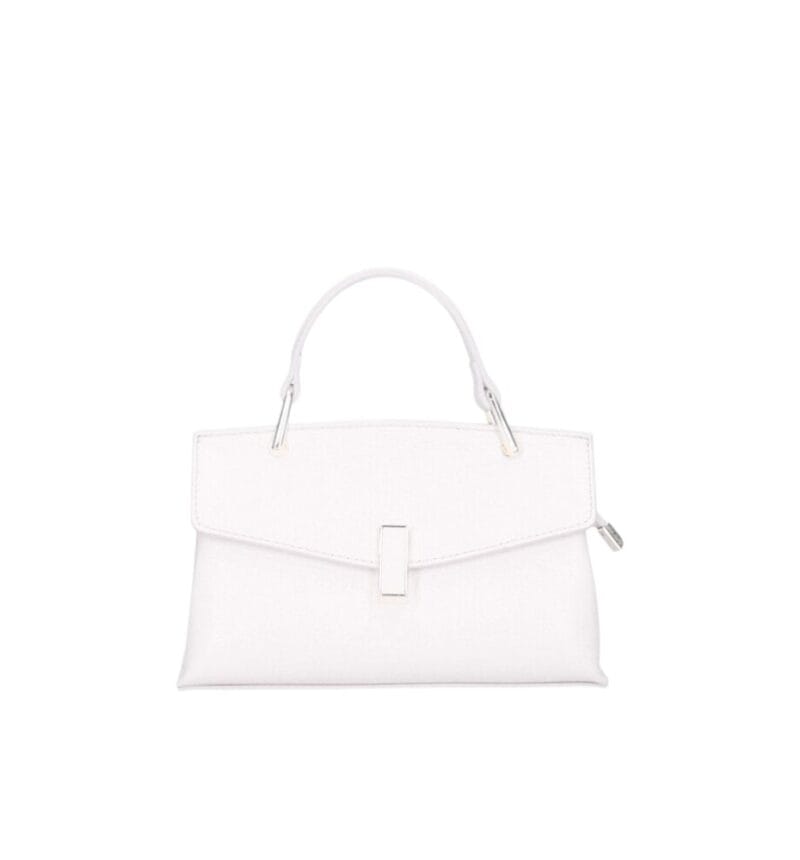 Leren Handtas Fulvia wit witte kleine leren handtas flap goud beslag lang hengsel dames italiaans chique-Photoroom