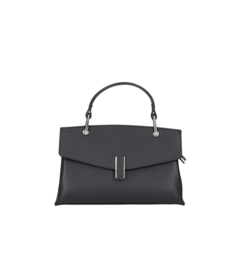 Leren Handtas Fulvia zwart zwarte kleine leren handtas flap goud beslag lang hengsel dames italiaans chique-Photoroom