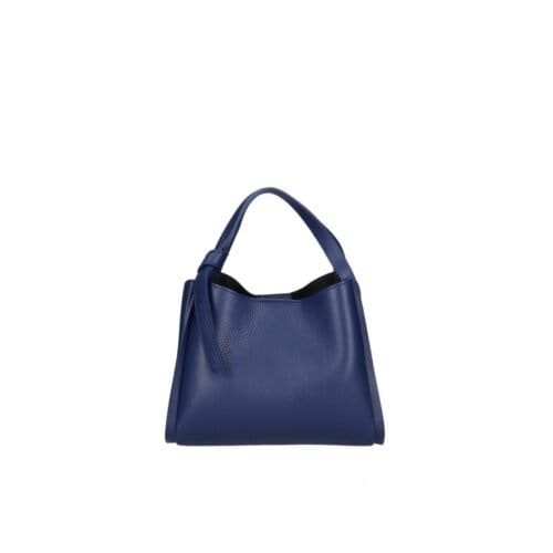 Leren Handtas Guenda jeansblauw blauwe leer handtasssen zilver beslag drievaks chique kopen bestellen damestassen