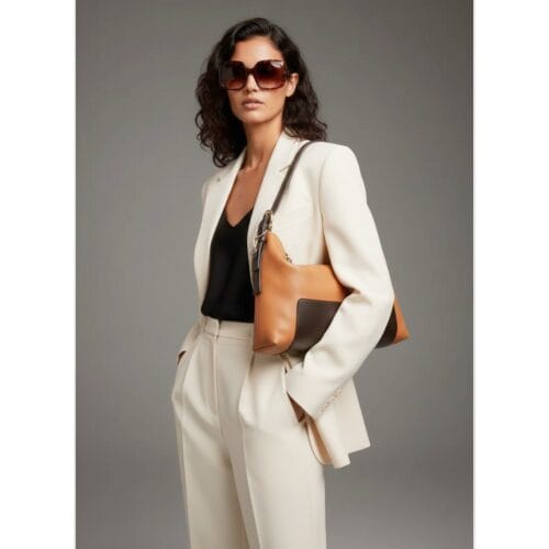 Leren Handtas Jasmine cognac leren schoudertas donker bruin bruine hengsels details zachte ruime leren dames tassen italie kopen model