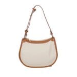Leren Handtas Nuccia beige half ronde schoudertas cognac hengsels details chique trendy dames tassen leer kopen