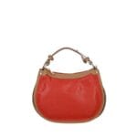 Leren Handtas Nuccia rood rode half ronde schoudertas cognac hengsels details chique trendy dames tassen leer kopen