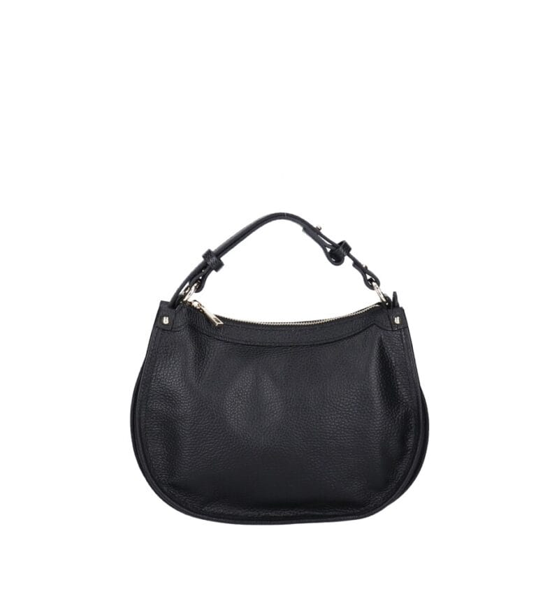 Leren Handtas Nuccia zwart zwarte half ronde schoudertas chique trendy dames tassen leer kopen