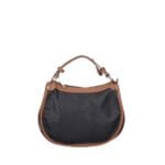 Leren Handtas Nuccia zwart zwarte half ronde schoudertas cognac hengsels details chique trendy dames tassen leer kopen