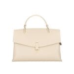Leren Handtas Onda beige leren handtas flap goud beslag lang hengsel dames italiaans chique-Photoroom