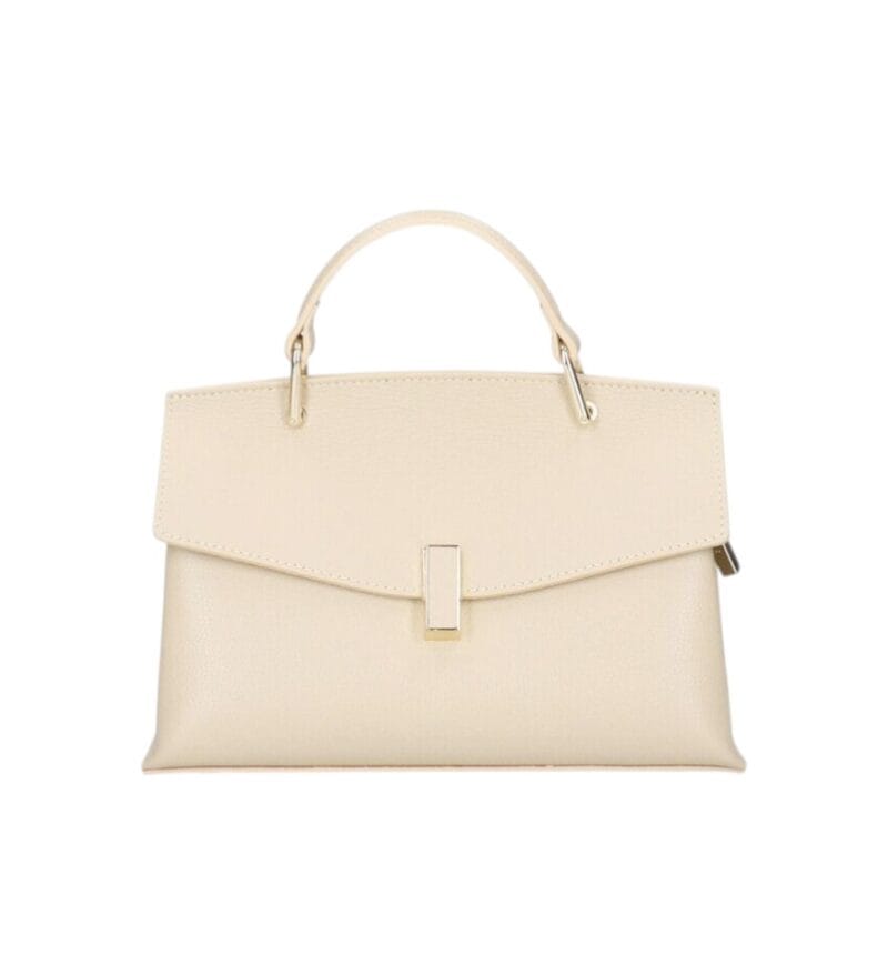 Leren Handtas Onda beige leren handtas flap goud beslag lang hengsel dames italiaans chique-Photoroom