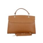Leren Handtas Onda cognac leren handtas flap goud beslag lang hengsel dames italiaans chique achterkant-Photoroom