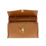 Leren Handtas Onda cognac leren handtas flap goud beslag lang hengsel dames italiaans chique binnenkant -Photoroom