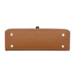 Leren Handtas Onda cognac leren handtas flap goud beslag lang hengsel dames italiaans chique onderkant-Photoroom