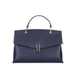Leren Handtas Onda donkerblauw blauwe navy leren handtas flap goud beslag lang hengsel dames italiaans chique-Photoroom