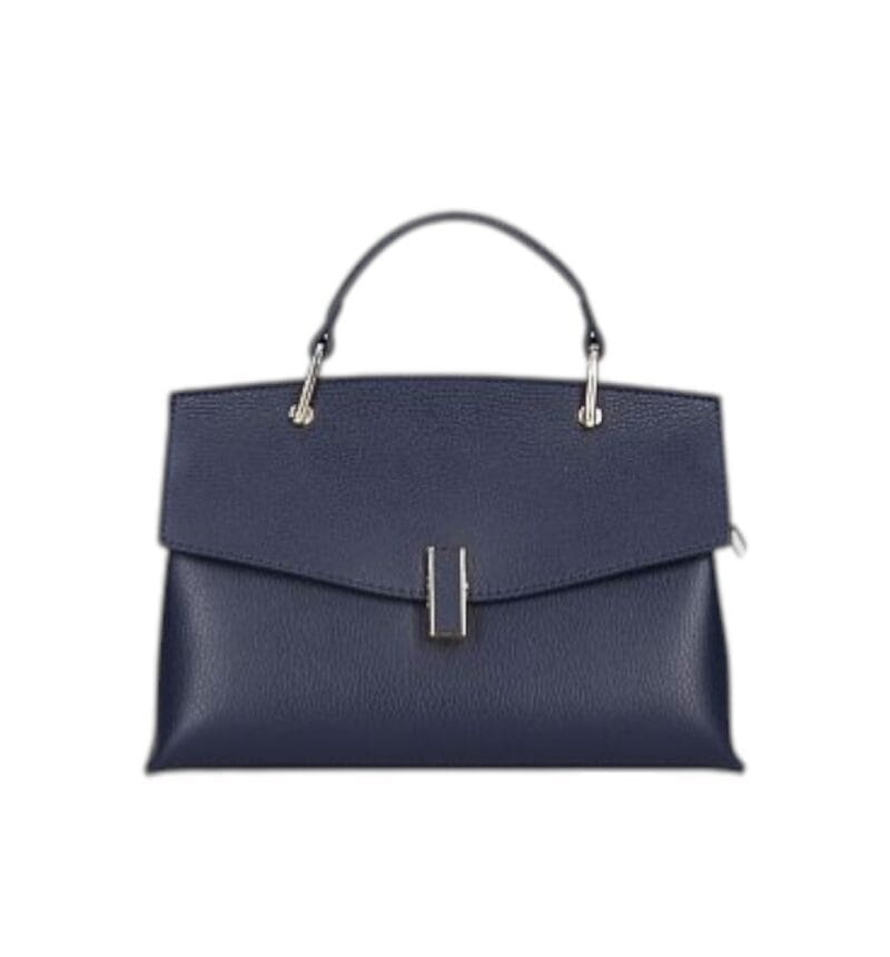 Leren Handtas Onda donkerblauw blauwe navy leren handtas flap goud beslag lang hengsel dames italiaans chique-Photoroom