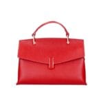 Leren Handtas Onda rood rode leren handtas flap goud beslag lang hengsel dames italiaans chique-Photoroom