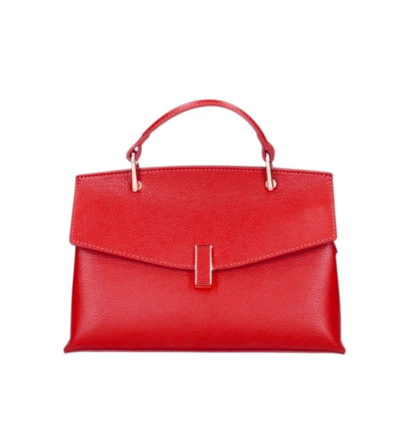 Leren Handtas Onda rood rode leren handtas flap goud beslag lang hengsel dames italiaans chique-Photoroom
