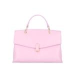 Leren Handtas Onda snoeproze lichtroze babyroze roze leren handtas flap goud beslag lang hengsel dames italiaans chique-Photoroom